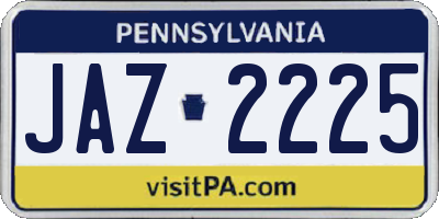 PA license plate JAZ2225
