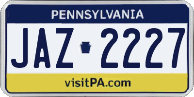 PA license plate JAZ2227