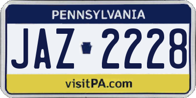 PA license plate JAZ2228