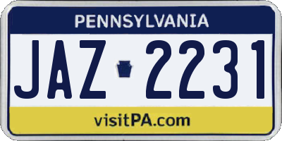 PA license plate JAZ2231