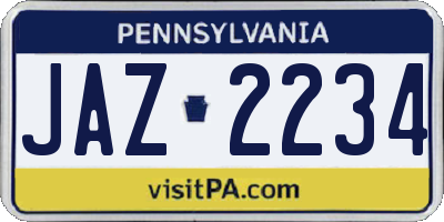 PA license plate JAZ2234