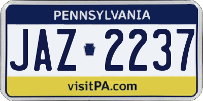 PA license plate JAZ2237