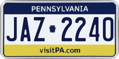 PA license plate JAZ2240
