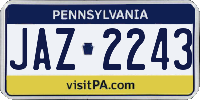 PA license plate JAZ2243