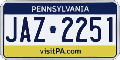 PA license plate JAZ2251