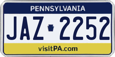PA license plate JAZ2252