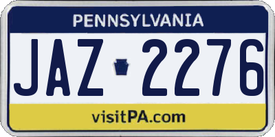 PA license plate JAZ2276