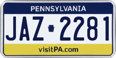 PA license plate JAZ2281