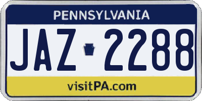 PA license plate JAZ2288