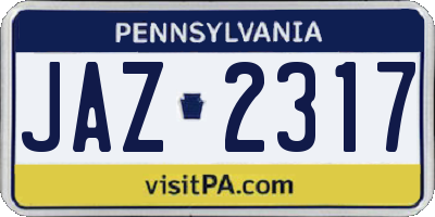 PA license plate JAZ2317