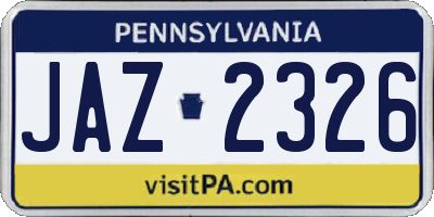 PA license plate JAZ2326