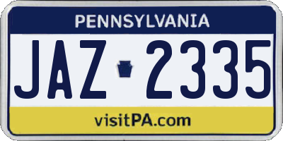 PA license plate JAZ2335