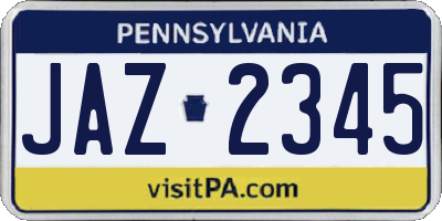 PA license plate JAZ2345