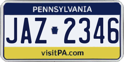 PA license plate JAZ2346