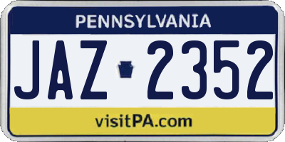 PA license plate JAZ2352