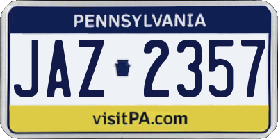 PA license plate JAZ2357