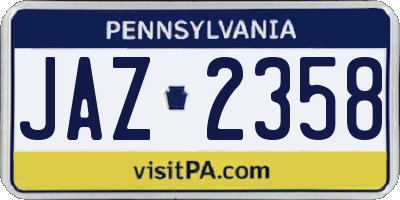 PA license plate JAZ2358