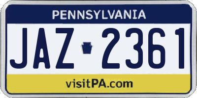 PA license plate JAZ2361