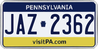 PA license plate JAZ2362