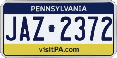 PA license plate JAZ2372