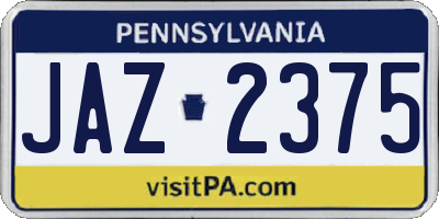PA license plate JAZ2375