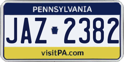 PA license plate JAZ2382