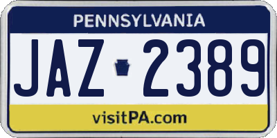 PA license plate JAZ2389