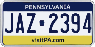 PA license plate JAZ2394