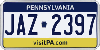 PA license plate JAZ2397