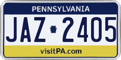 PA license plate JAZ2405