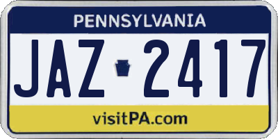 PA license plate JAZ2417