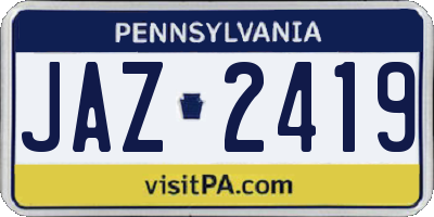 PA license plate JAZ2419