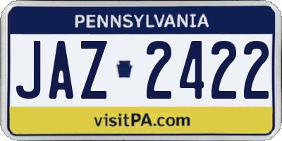 PA license plate JAZ2422