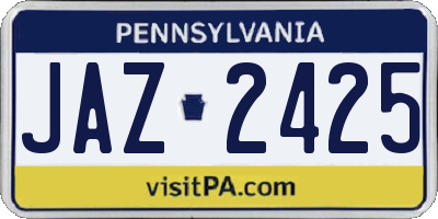 PA license plate JAZ2425