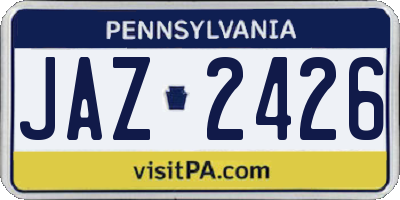 PA license plate JAZ2426