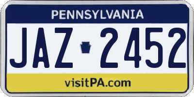 PA license plate JAZ2452