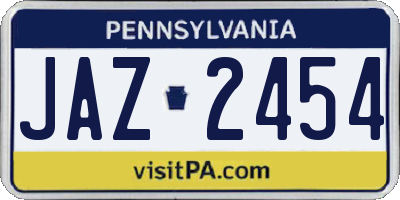 PA license plate JAZ2454
