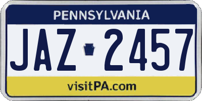 PA license plate JAZ2457