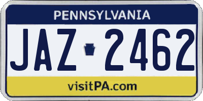 PA license plate JAZ2462