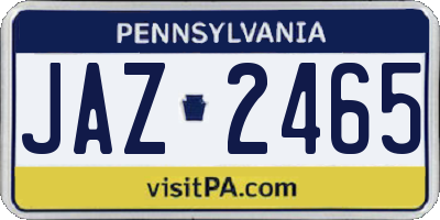 PA license plate JAZ2465