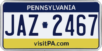 PA license plate JAZ2467