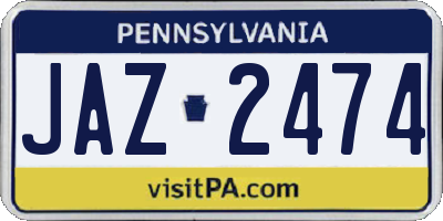 PA license plate JAZ2474