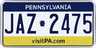 PA license plate JAZ2475