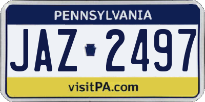 PA license plate JAZ2497