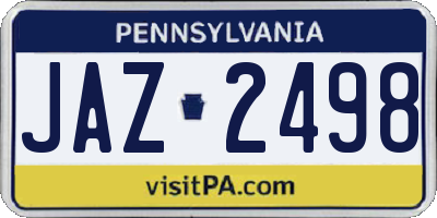 PA license plate JAZ2498