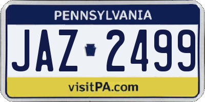 PA license plate JAZ2499