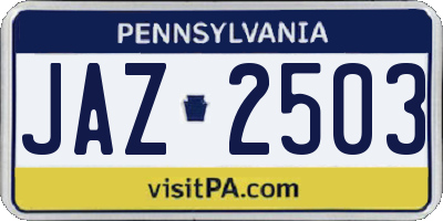 PA license plate JAZ2503