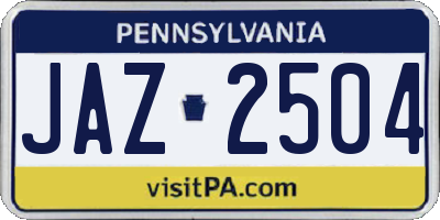 PA license plate JAZ2504