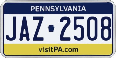 PA license plate JAZ2508