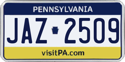PA license plate JAZ2509